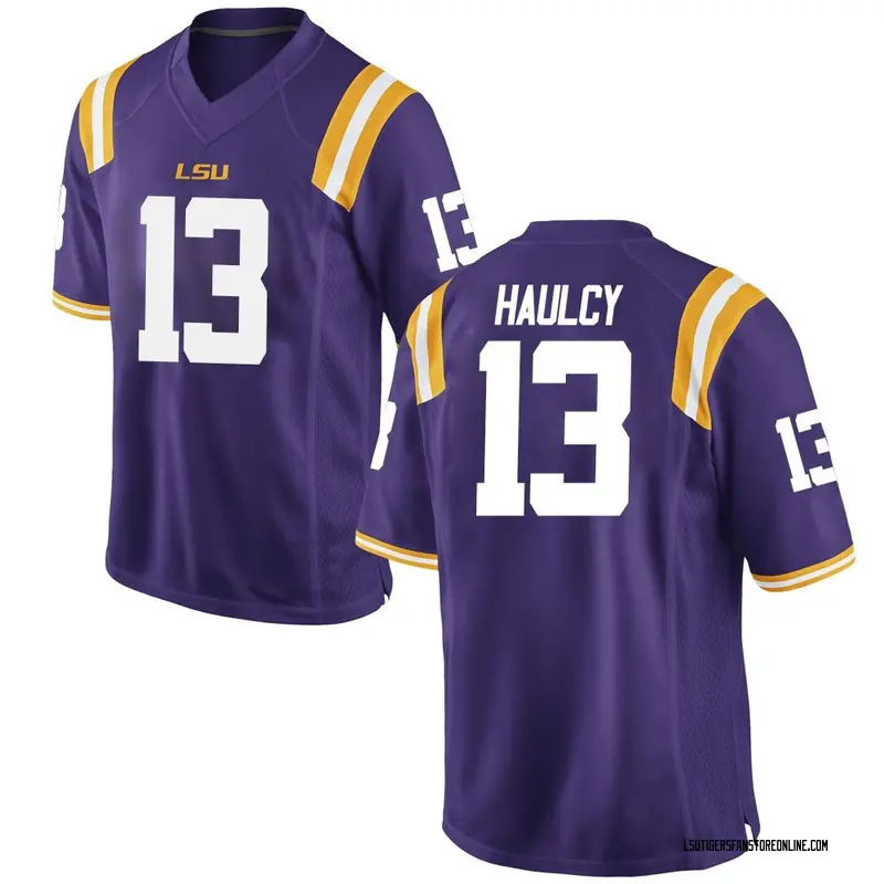 Game Men's A.J. Haulcy LSU Tigers Purple Football College Jersey