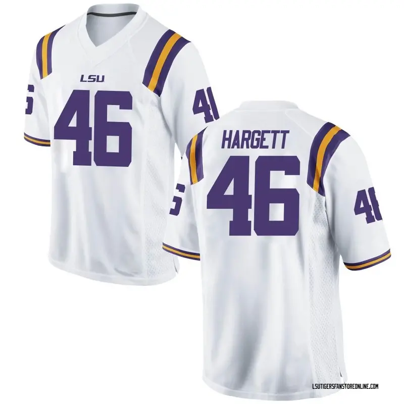 Game Men's Badger Hargett LSU Tigers White Football College Jersey