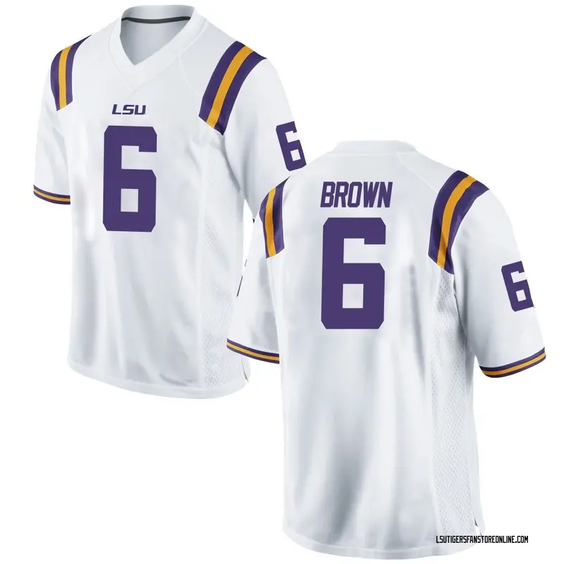 Game Men's Barion Brown LSU Tigers White Football College Jersey