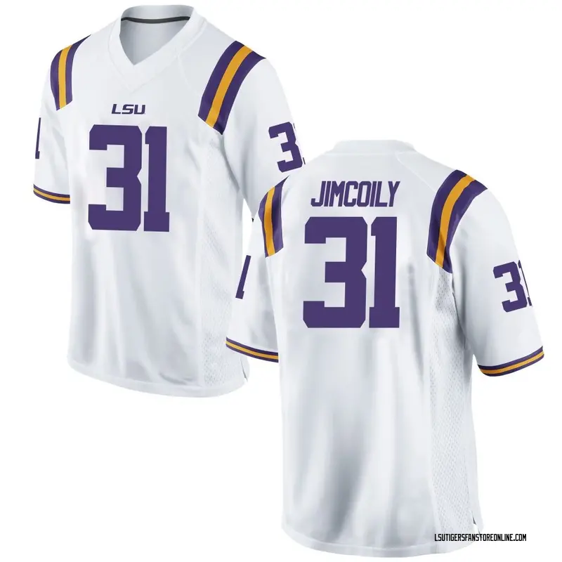 Game Men's CJ Jimcoily LSU Tigers White Football College Jersey