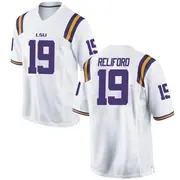 Game Men's Gabriel Reliford LSU Tigers White Football College Jersey