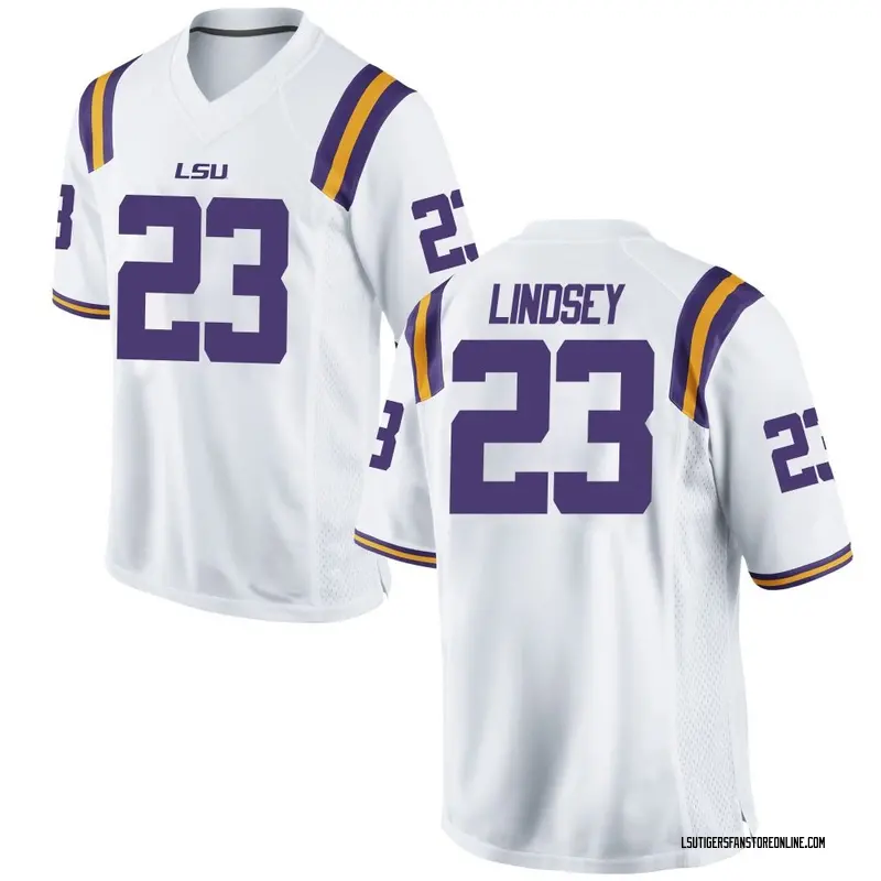 Game Men's JT Lindsey LSU Tigers White Football College Jersey