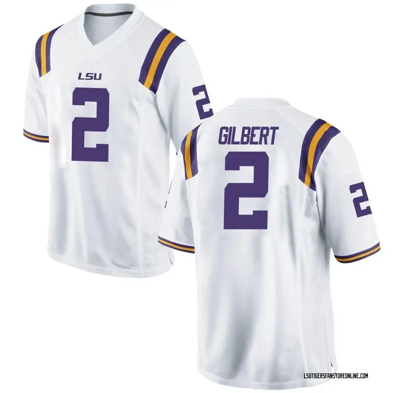 Game Men's Jardin Gilbert LSU Tigers White Football College Jersey