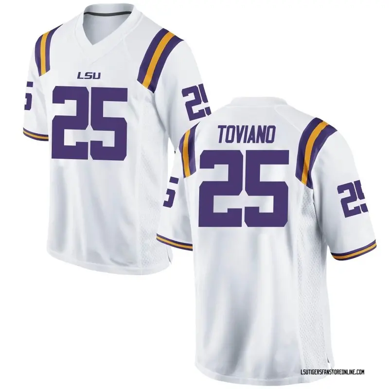Game Men's Javien Toviano LSU Tigers White Football College Jersey