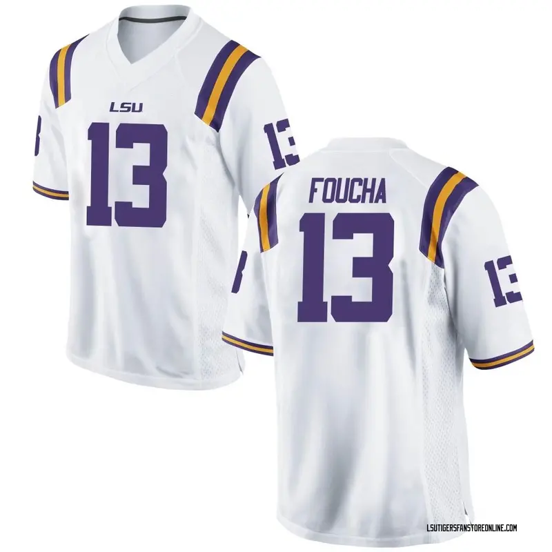 Game Men's Joe Foucha LSU Tigers White Football College Jersey