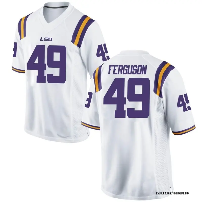 Game Men's Jonathan Ferguson LSU Tigers White Football College Jersey
