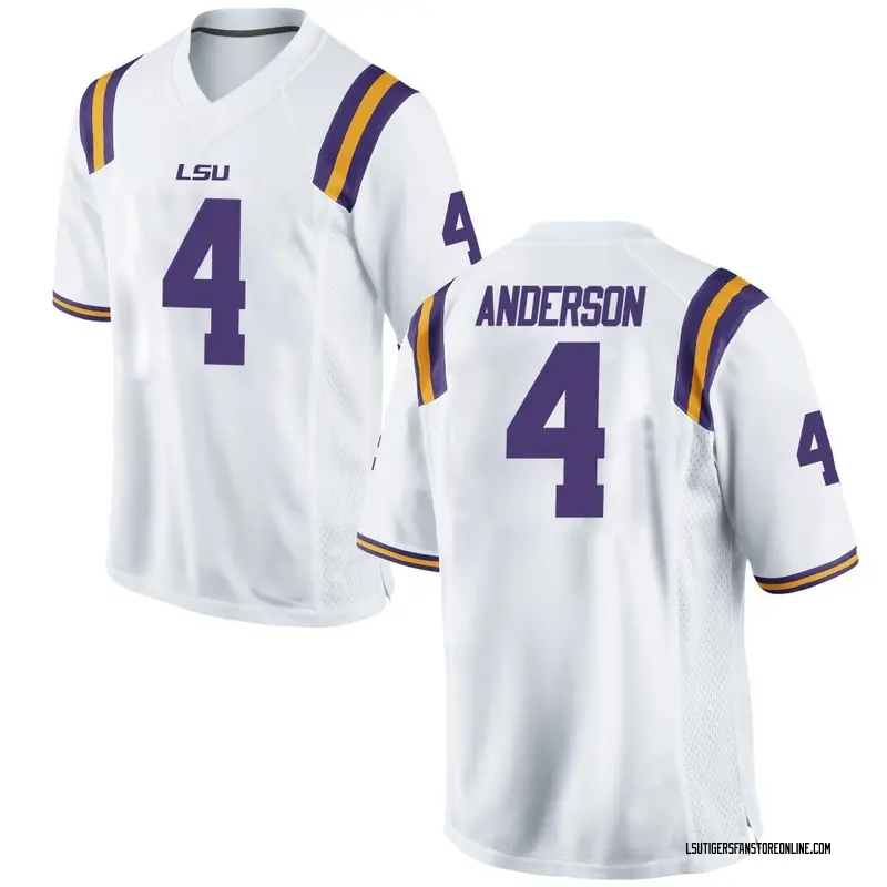 Game Men's Nic Anderson LSU Tigers White Football College Jersey