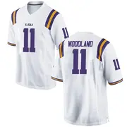 Game Men's PJ Woodland LSU Tigers White Football College Jersey