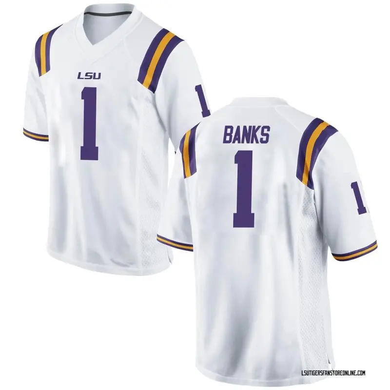 Game Men's Sevyn Banks LSU Tigers White Football College Jersey