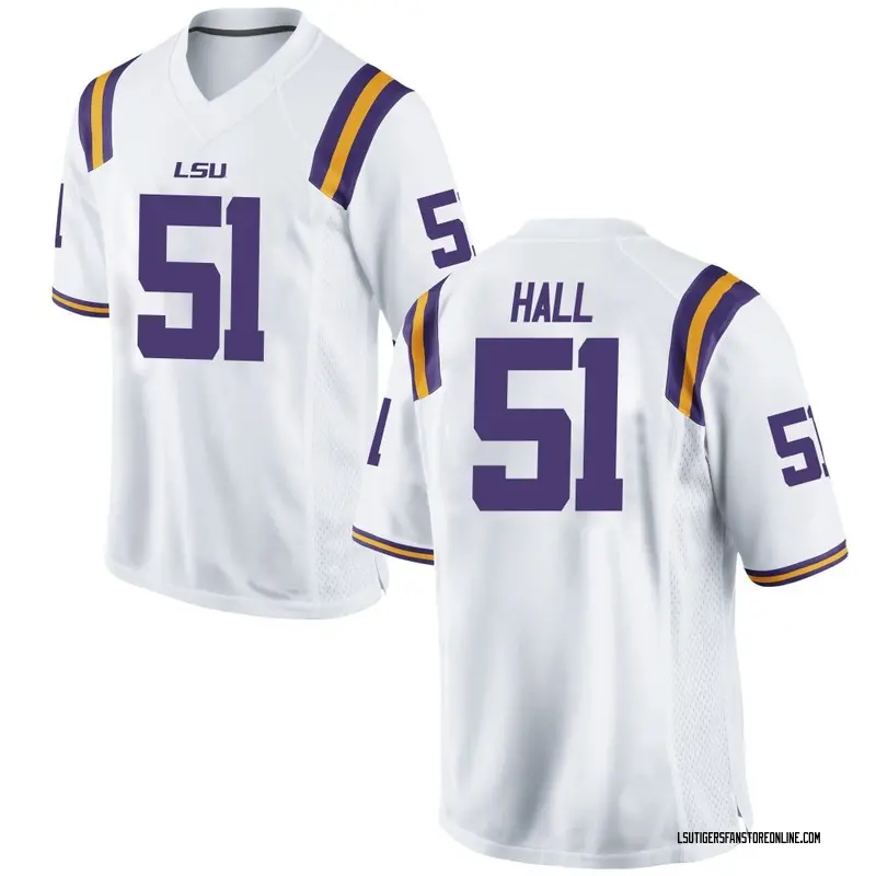 Game Men's Silas Hall LSU Tigers White Football College Jersey