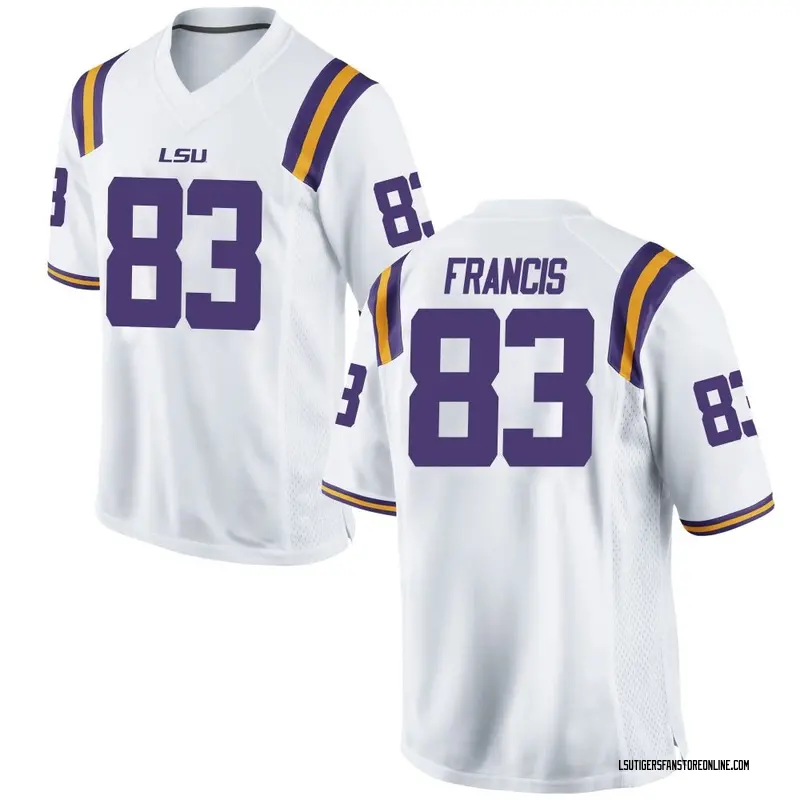 Game Men's TaRon Francis LSU Tigers White Football College Jersey