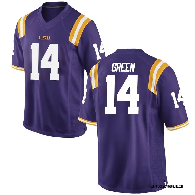 Game Men's Trey'Dez Green LSU Tigers Purple Football College Jersey