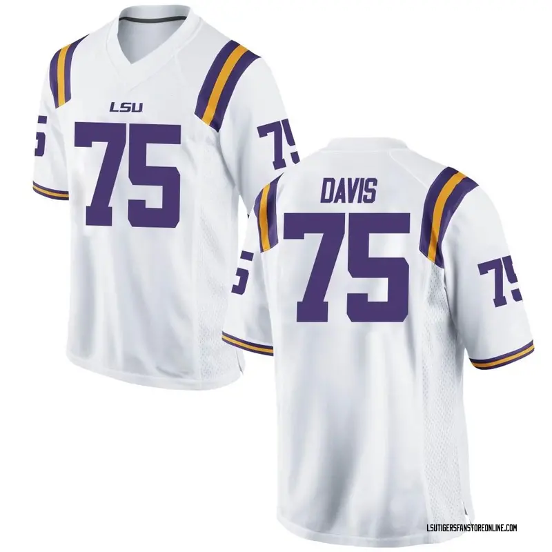 Game Men's Weston Davis LSU Tigers White Football College Jersey