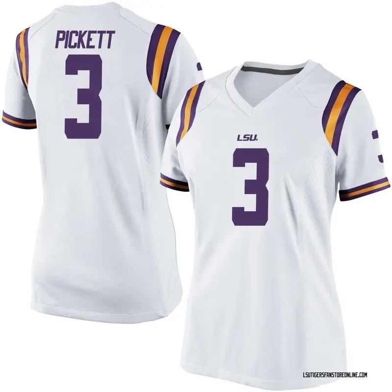 Game Women's DJ Pickett LSU Tigers White Football College Jersey