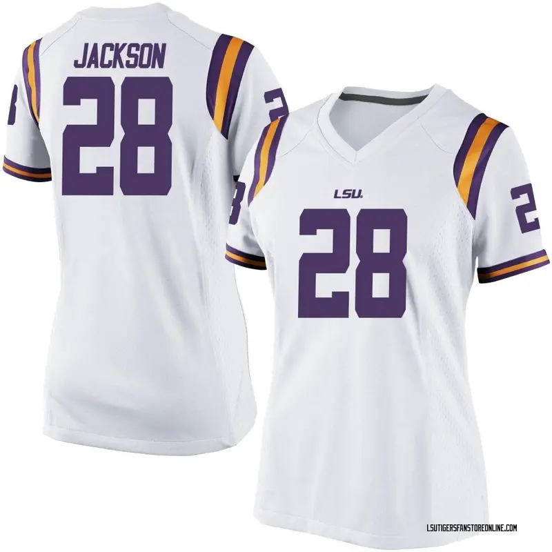 Game Women's Kaleb Jackson LSU Tigers White Football College Jersey