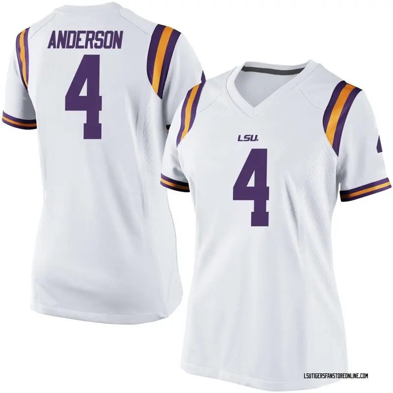 Game Women's Nic Anderson LSU Tigers White Football College Jersey