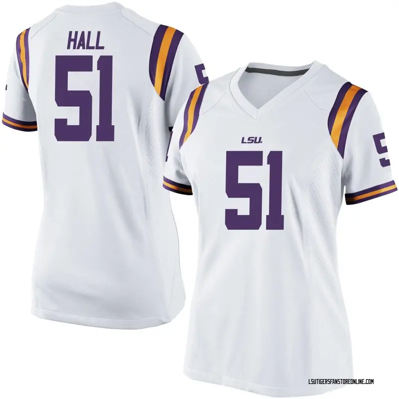 Game Women's Silas Hall LSU Tigers White Football College Jersey