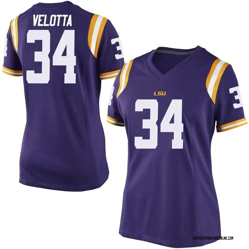 Game Women's Skip Velotta LSU Tigers Purple Football College Jersey