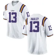 Game Youth A.J. Haulcy LSU Tigers White Football College Jersey