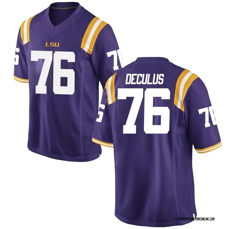 Game Youth Austin Deculus LSU Tigers Purple Football College Jersey