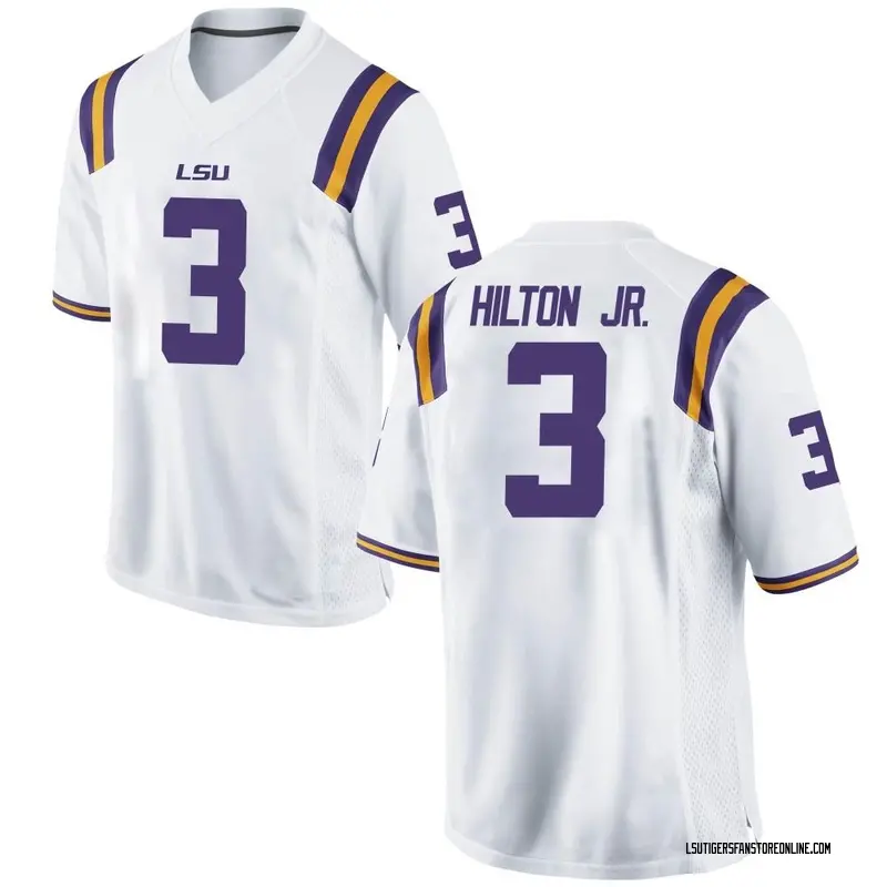 Game Youth Chris Hilton Jr. LSU Tigers White Football College Jersey