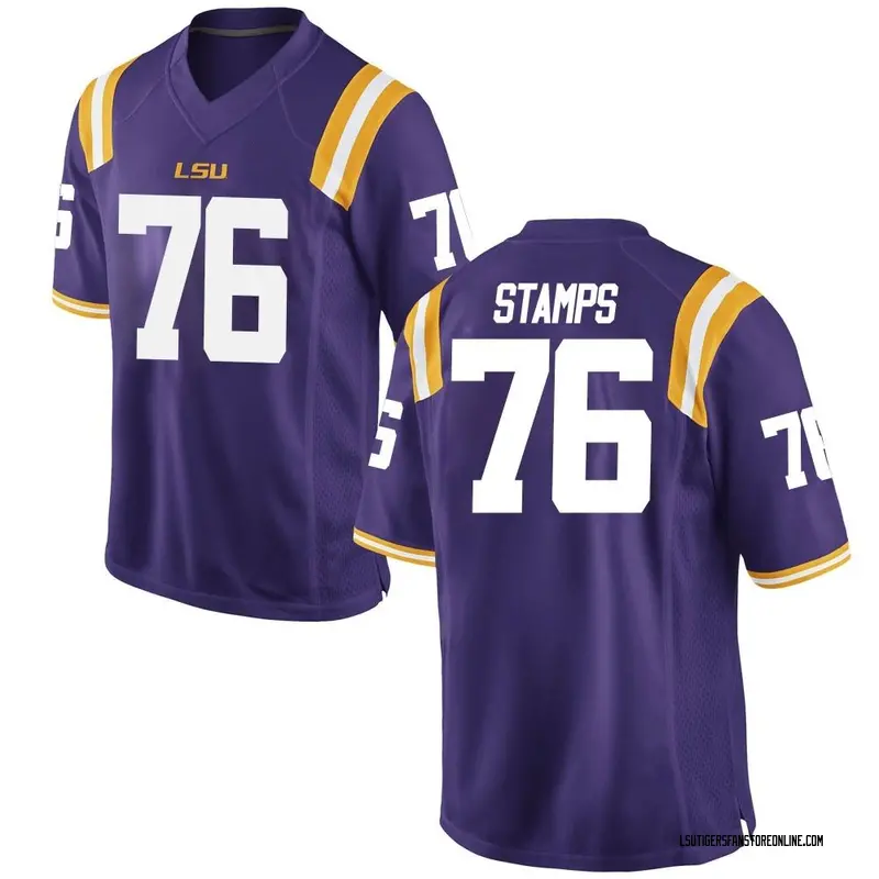 Game Youth Christian Stamps LSU Tigers Purple Football College Jersey