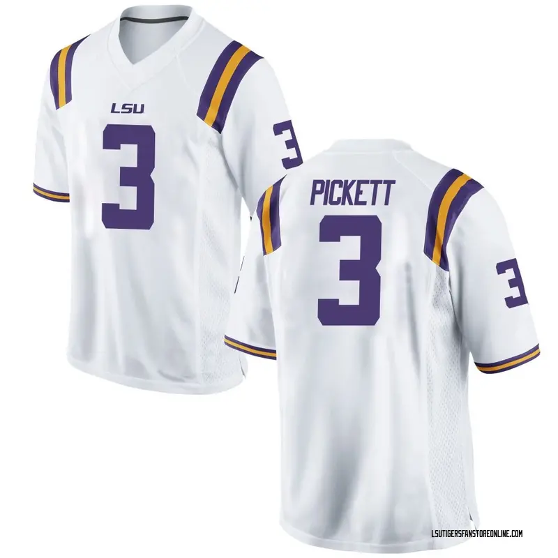 Game Youth DJ Pickett LSU Tigers White Football College Jersey