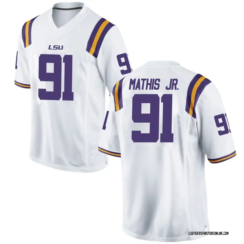 Game Youth Walter Mathis Jr. LSU Tigers White Football College Jersey