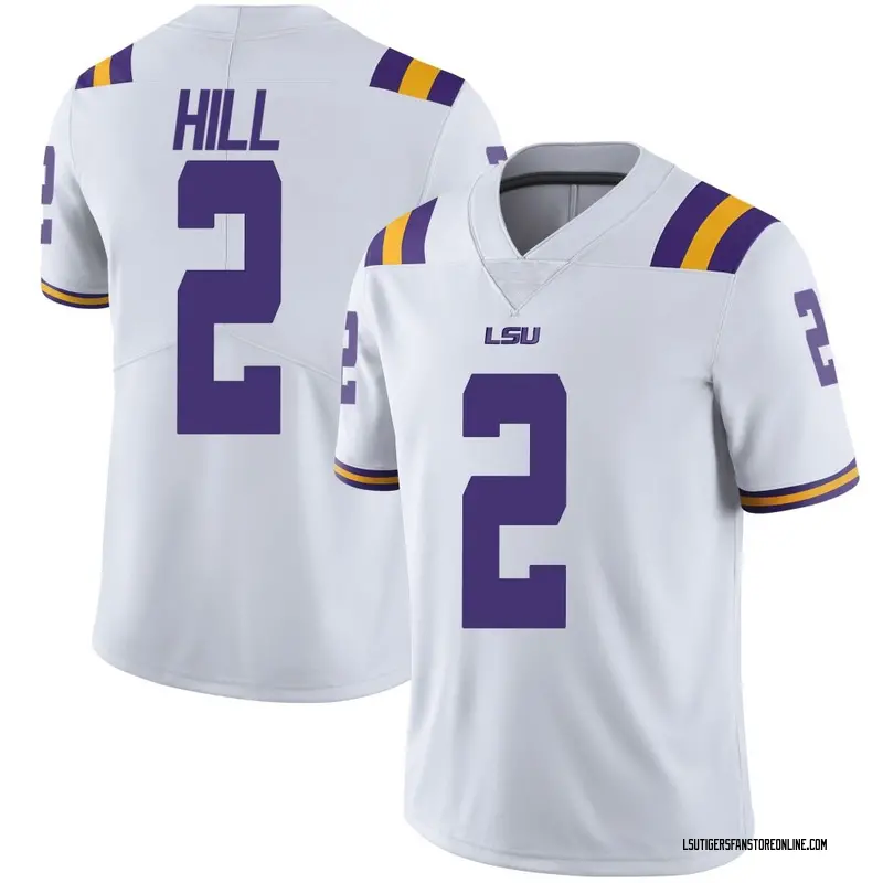 Limited Men's Destyn Hill LSU Tigers White Football College Jersey