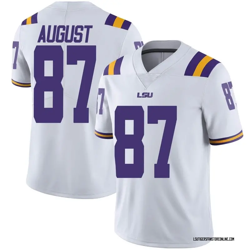 Limited Men's Joey August LSU Tigers White Football College Jersey