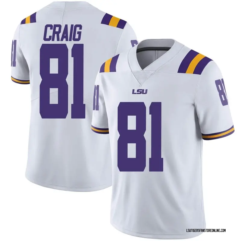 Limited Men's Landon Craig LSU Tigers White Football College Jersey