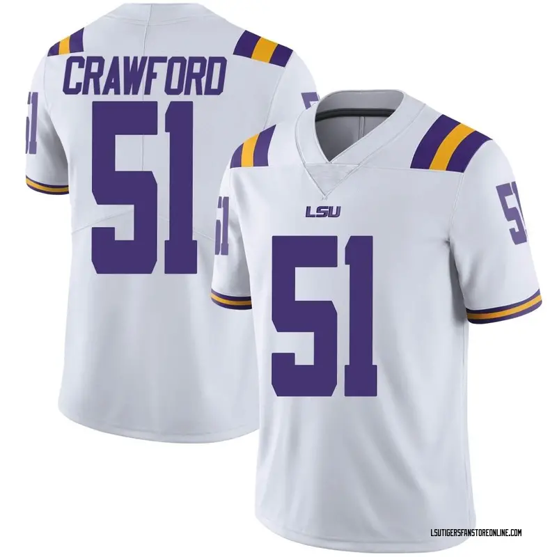 Limited Men's Thomas Crawford LSU Tigers White Football College Jersey