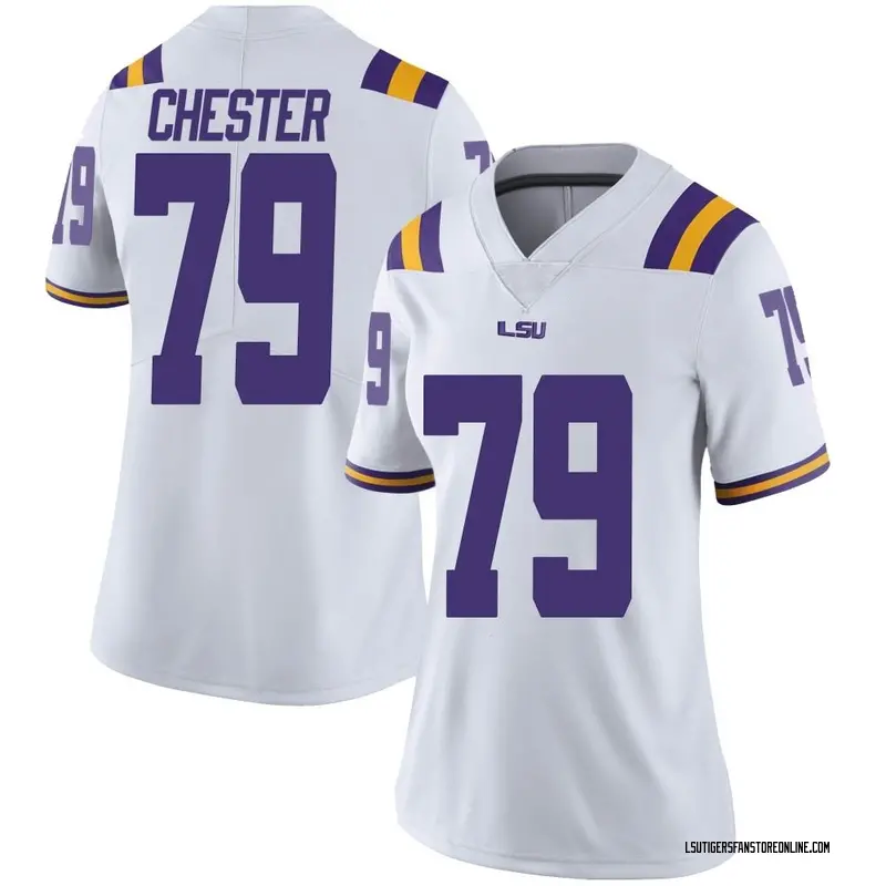 Limited Women's DJ Chester LSU Tigers White Football College Jersey