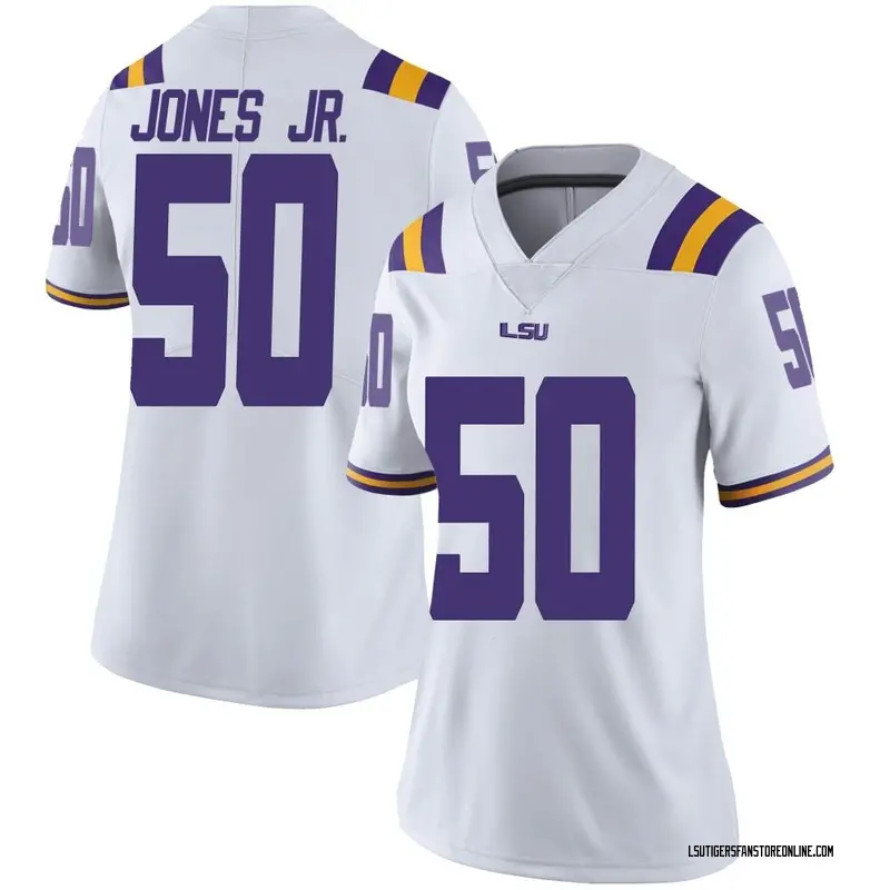 Limited Women's Emery Jones Jr. LSU Tigers White Football College Jersey