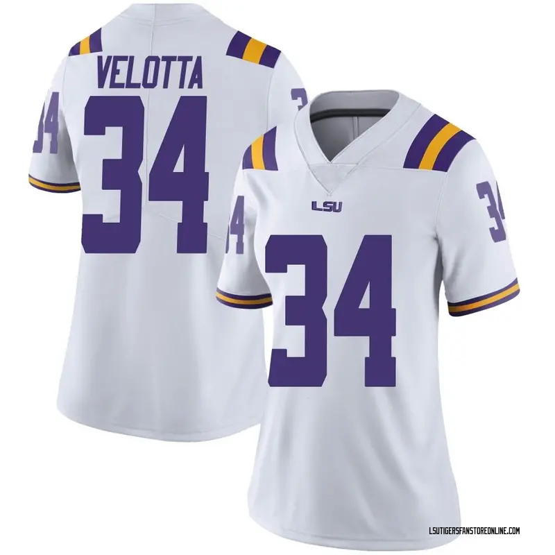 Limited Women's Skip Velotta LSU Tigers White Football College Jersey