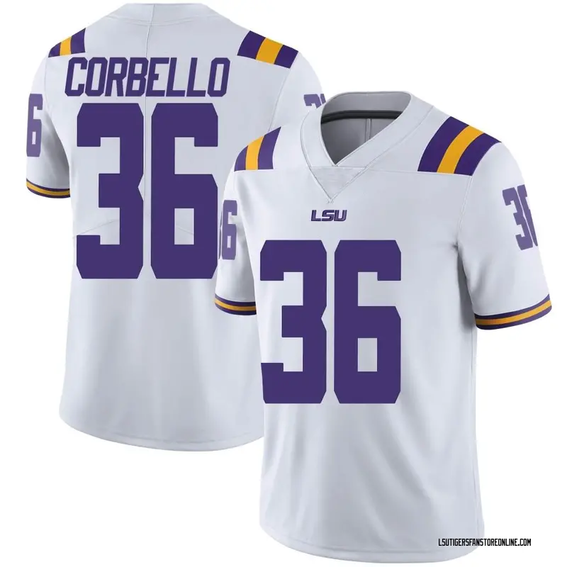 Limited Youth Aidan Corbello LSU Tigers White Football College Jersey
