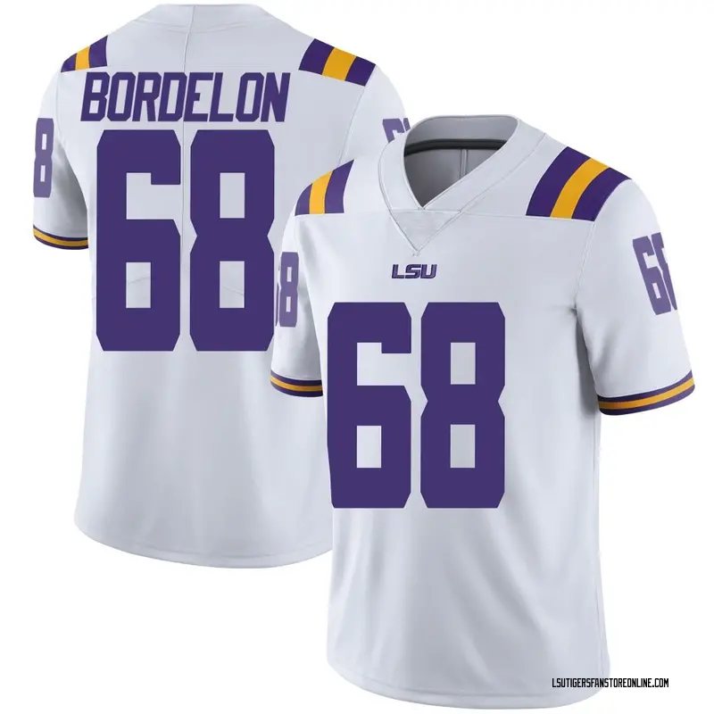 Limited Youth Brett Bordelon LSU Tigers White Football College Jersey