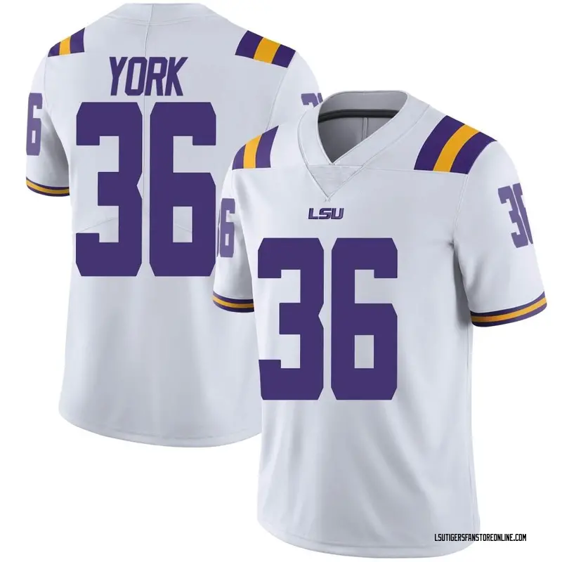 Limited Youth Cade York LSU Tigers White Football College Jersey