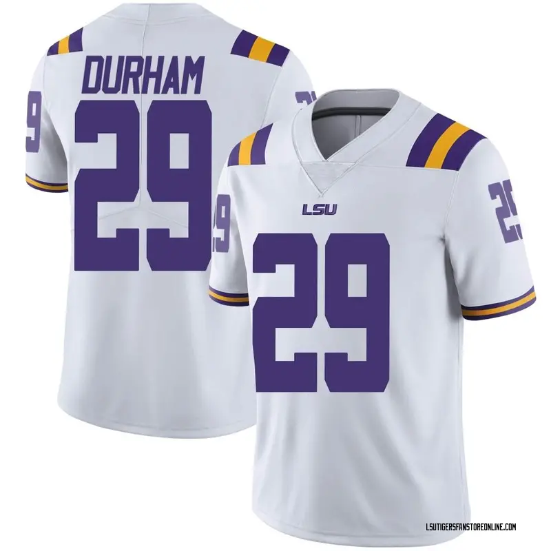 Limited Youth Caden Durham LSU Tigers White Football College Jersey