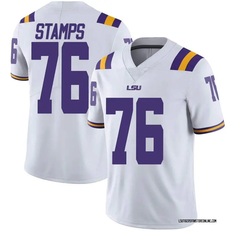 Limited Youth Christian Stamps LSU Tigers White Football College Jersey