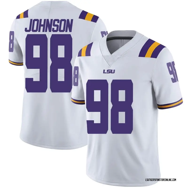 Limited Youth De'Myrion Johnson LSU Tigers White Football College Jersey