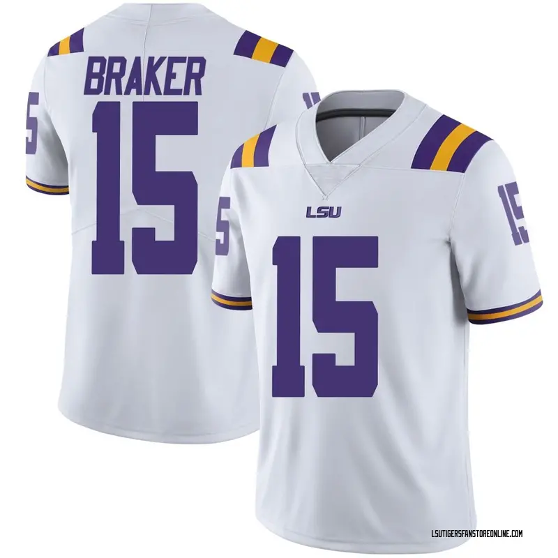Limited Youth Jaiden Braker LSU Tigers White Football College Jersey
