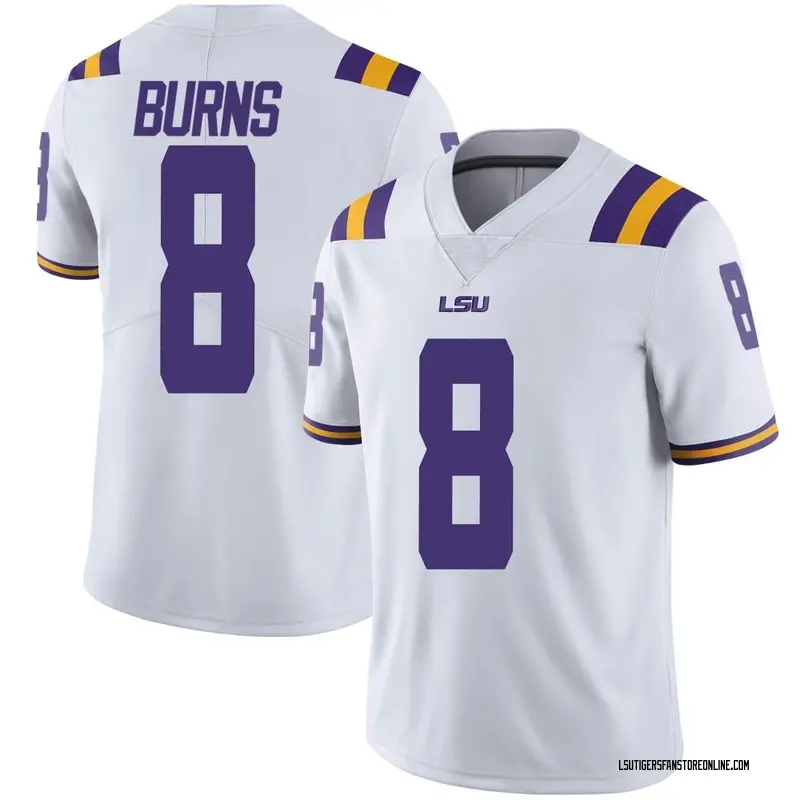 Limited Youth Major Burns LSU Tigers White Football College Jersey