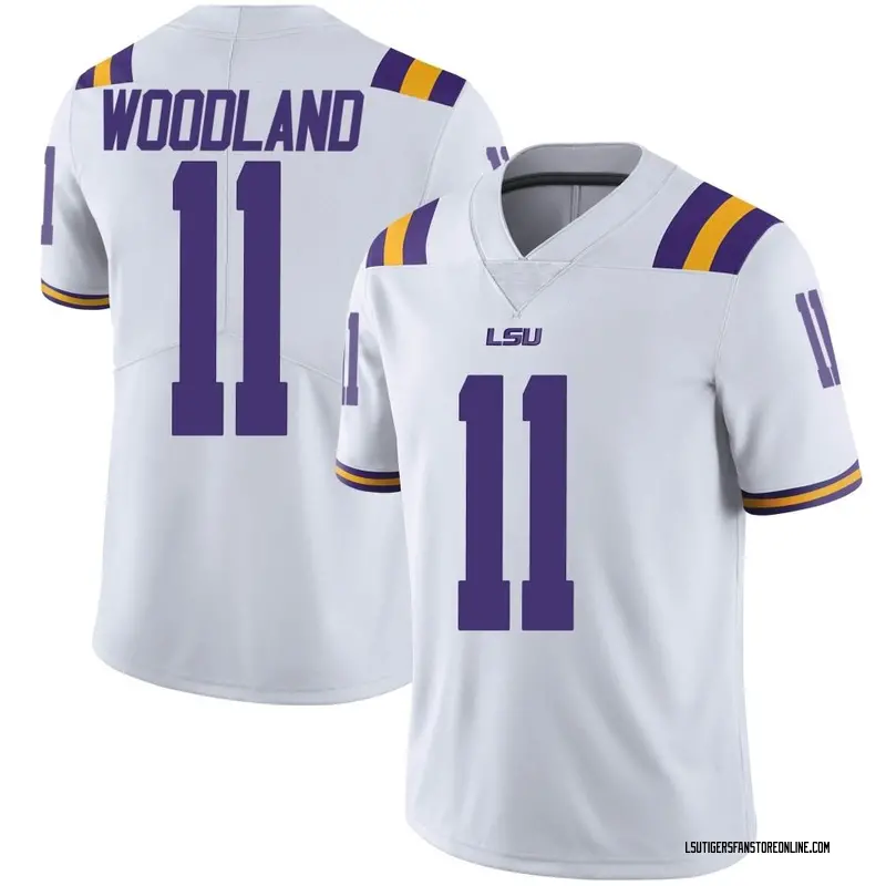 Limited Youth PJ Woodland LSU Tigers White Football College Jersey
