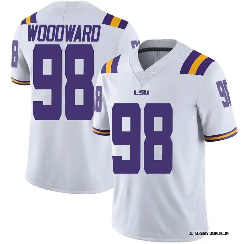 Limited Youth Wes Woodward LSU Tigers White Football College Jersey