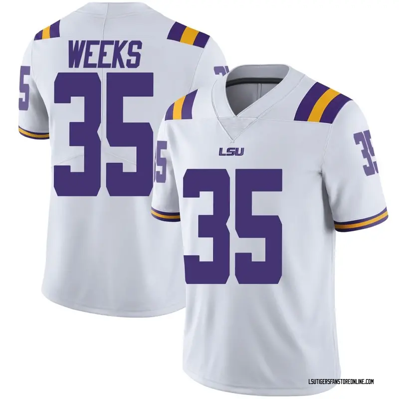 Limited Youth Zach Weeks LSU Tigers White Football College Jersey