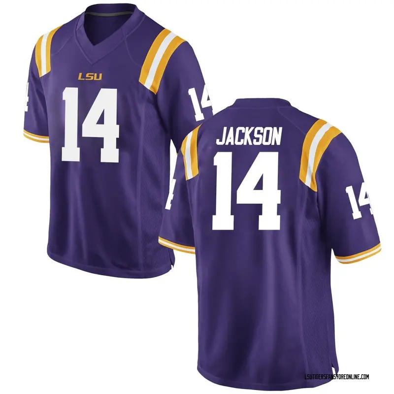 Replica Men's CJ Jackson LSU Tigers Purple Football College Jersey