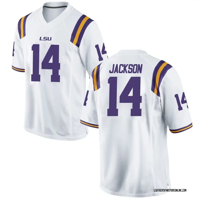 Replica Men's CJ Jackson LSU Tigers White Football College Jersey