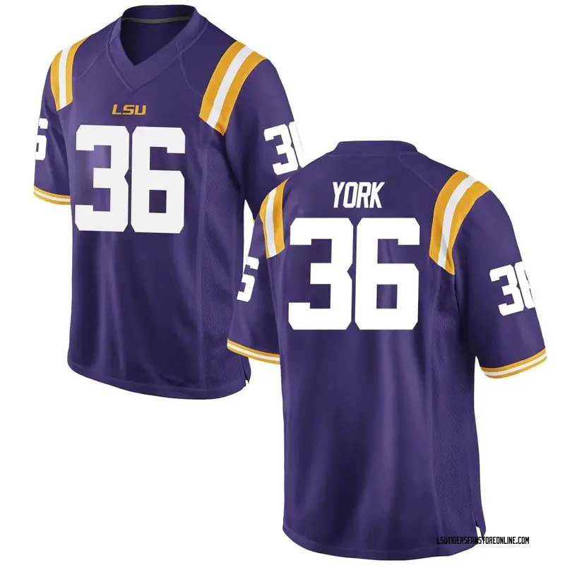 Replica Men's Cade York LSU Tigers Purple Football College Jersey