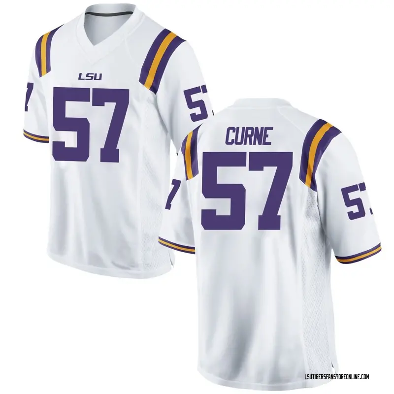 Replica Men's Carius Curne LSU Tigers White Football College Jersey